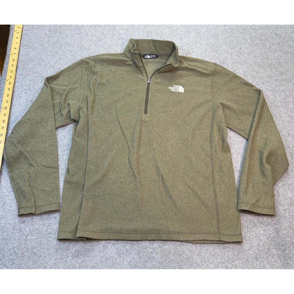 The North Face 1/4 Zip Fleece Pullover Men's Large Green Lightweight Sweater